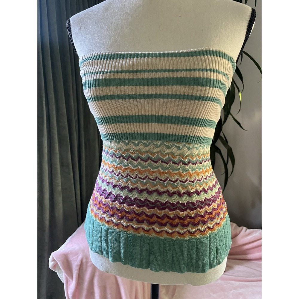 Missoni M Knit CONVERTIBLE Top Skirt Dress Zigzag Chevron Teal Purple Sz 2 IT 38 - Picture 4 of 16